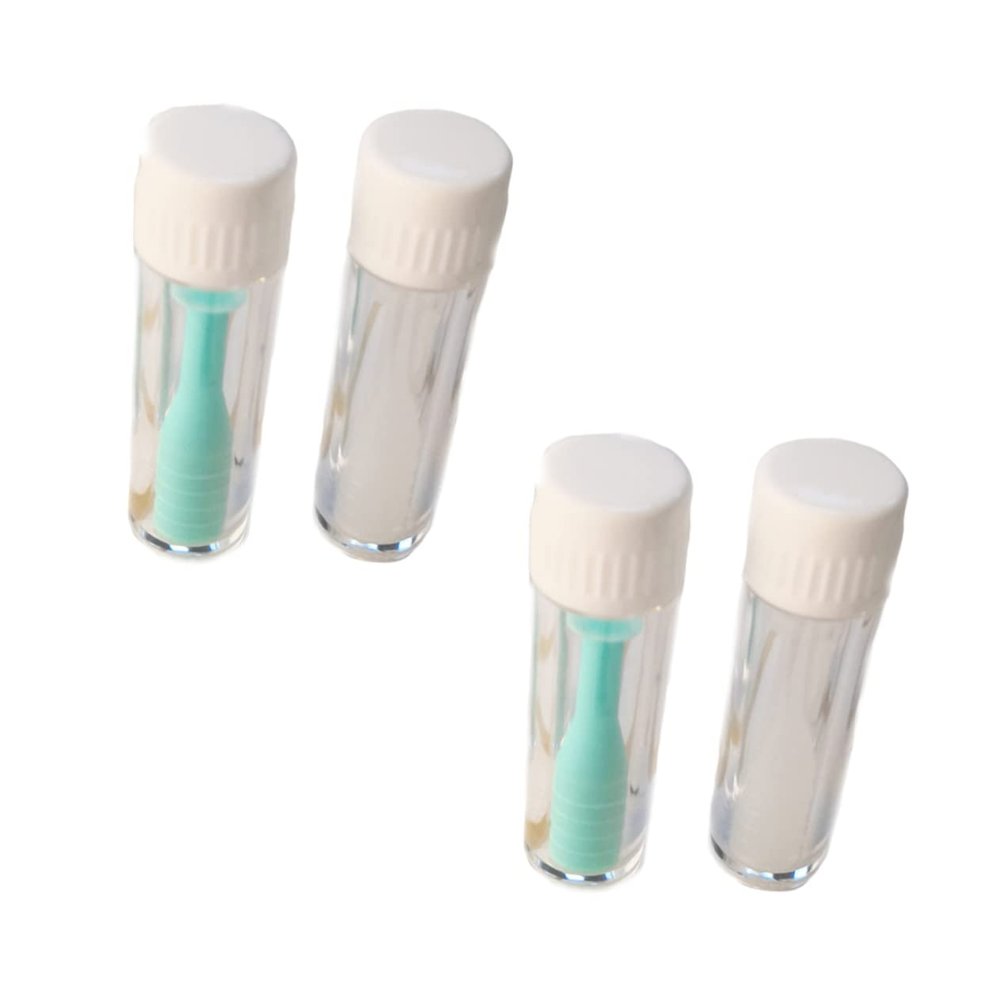 KOMBIUDA 4pcs Eyewear Lens Remover Suction Stick Set with Case, Hard Lens Inserter Tweezers for Nearsighted and Cosmetic Lenses, Portable White and Green Tools for Travel and Home Use
