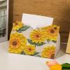 DFHS46JK Tissue Box Cover Tissue Box Oil Painting Tissue Box Household Living Room Pu Napkin Holder for Home Office Restaurant In Living Room(Green) view 4