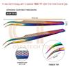 2-PCs Eyelash Tweezers Set with Fiber Tip  Lash Tweezers for Extensions, Straight, Curved, Individual, Russian Volume, Isolation  Stainless Steel Rainbow (2-PCs Curved) view 2