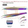 2-PCs Eyelash Tweezers Set with Fiber Tip  Lash Tweezers for Extensions, Straight, Curved, Individual, Russian Volume, Isolation  Stainless Steel Rainbow (2-PCs Curved) view 3