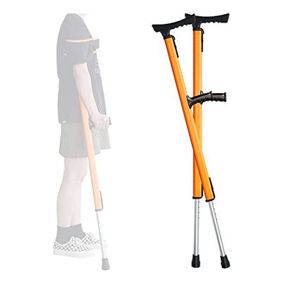 ALDDPWE Underarm Crutches (x2 Units), Push Button Adjustable Height Crutches for Adults with Non Slip Tips, Aluminum Crutches for Walking, Crutches for Travel (Color : Orange) Keep it in mind