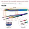 2-PCs Eyelash Tweezers Set with Fiber Tip  Lash Tweezers for Extensions, Straight, Curved, Individual, Russian Volume, Isolation  Stainless Steel Rainbow (2-PCs Straight) view 2