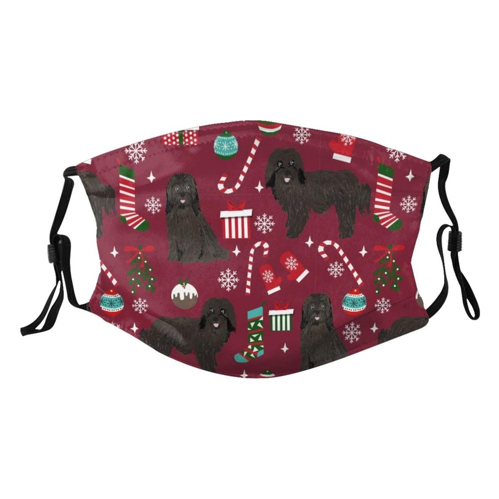 Reusable Cloth Face Mask,Havanese Christmas Dogs Red Adult Washable Face Cover With Adjustable Earloops Nose Wire