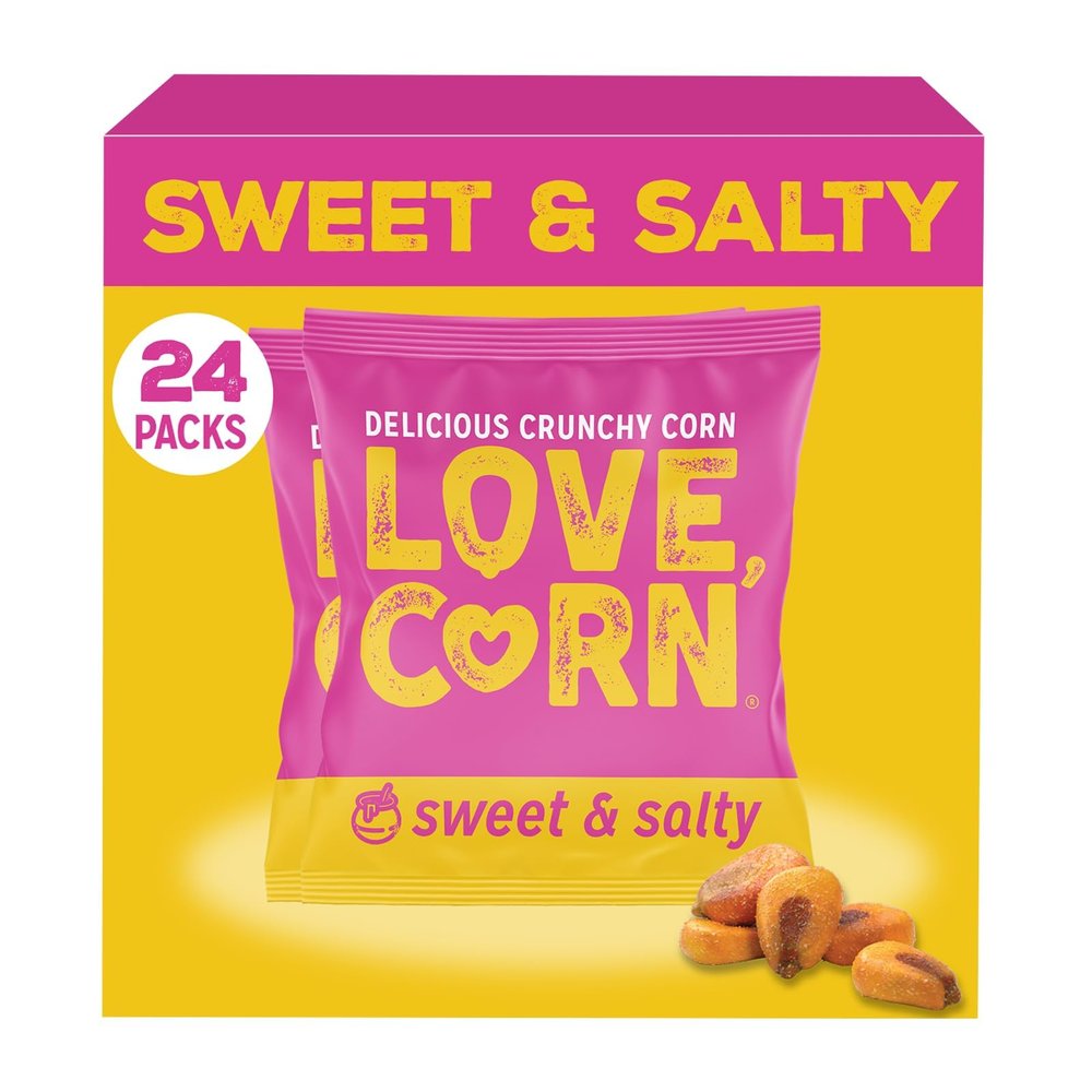 LOVE CORN Sweet & Salty Crunchy Corn Snack | 24 x 20g Bags | Kosher, Vegan, Gluten-Free | Simple Ingredients, Low Calorie, Low Sugar | Great For Lunchbox & On The Go | Perfect Healthy Graze | UK Made