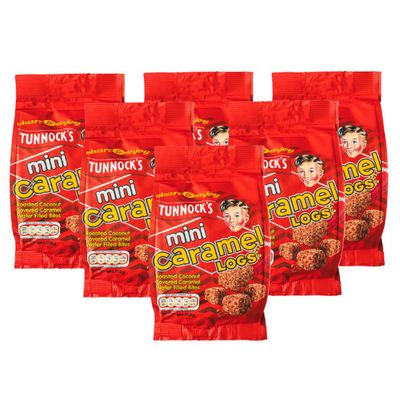 Tunnock's Mini Caramel Logs Pouch, Roasted Coconut Caramel Wafer Biscuits, 150g (6 Pack)