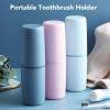 2Pcs Travel Toothbrush Case, Travel Toothbrush Cup Holder Toothpaste Storage Containers Versatile Stylish Look Portable Toothpaste Holder (Dark Blue) view 3