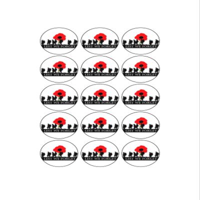 15 x Lest We Forget Edible Wafer or Icing Cupcake Toppers Remembrance Day Party Cake Decorations Perfect For Brownies Cookies Muffins & More! (Premium Icing Sheet)