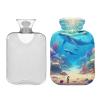 Ocean Wonders Blue Hot Water Bottle with Soft Cover Hand Feet Warmer Hot Water Bag for Menstrual Cramps, 2 Liters view 2