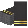 100 Pcs Black and Gold Napkins - Black Paper Napkins Disposable - 3-Ply Premium Quality Black Dinner Napkins for Birthday Kitchen Wedding Anniversary New Year Party view 1