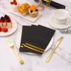 100 Pcs Black and Gold Napkins - Black Paper Napkins Disposable - 3-Ply Premium Quality Black Dinner Napkins for Birthday Kitchen Wedding Anniversary New Year Party view 4