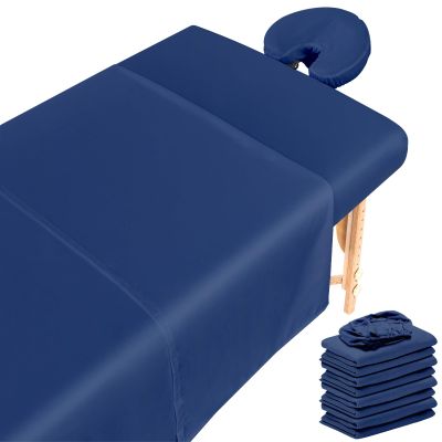 12 Pcs 4 Sets Premium Microfiber Massage Table Sheet Set, Include Massage Table Cover, Massage Fitted Sheet, Massage Face Rest Cover for Beauty Salon Spa Hair Salon (Dark Blue)