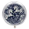 Round Pill Box Chinese Horse Pattern Printed 3 Compartment Small Pill Case Portable Travel Pill Container to Hold Supplements Vitamins Fish Oil Medication view 1