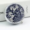 Round Pill Box Chinese Horse Pattern Printed 3 Compartment Small Pill Case Portable Travel Pill Container to Hold Supplements Vitamins Fish Oil Medication view 4