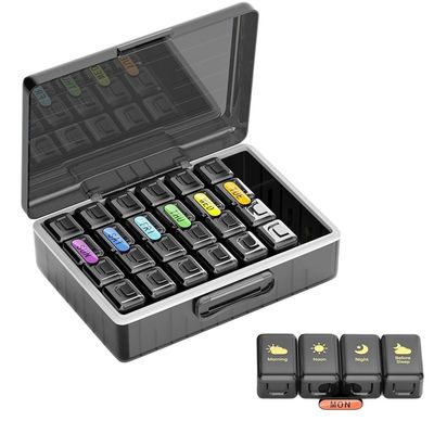 FYOBOT Weekly Pill Organizer 4 Times A Day, Large Compartments Pill Box 4 X 7 Day, Medicine Organizer Pill Case (Black)