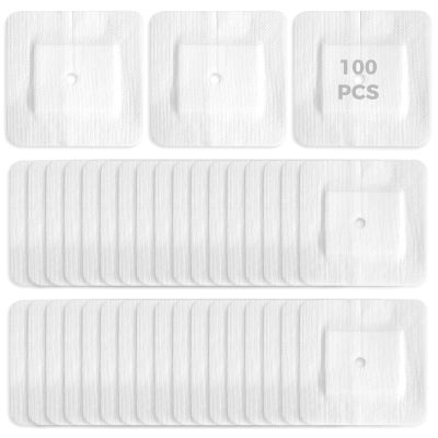 100 Pcs Non-Woven Feeding Tube Pads For G Tubes, J Tubes, Iv Lines  Adjustable Center Holes, Adhesive Backing
