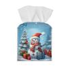 AFPANQZ 3D Snowman Tissue Box Cover Leather PU Modern Square Tissue Box Holder for Bathroom Bedroom Napkin Holder Case Foldable Facial Paper Organizer Dispenser view 1