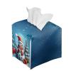 AFPANQZ 3D Snowman Tissue Box Cover Leather PU Modern Square Tissue Box Holder for Bathroom Bedroom Napkin Holder Case Foldable Facial Paper Organizer Dispenser view 2