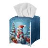 AFPANQZ 3D Snowman Tissue Box Cover Leather PU Modern Square Tissue Box Holder for Bathroom Bedroom Napkin Holder Case Foldable Facial Paper Organizer Dispenser view 3