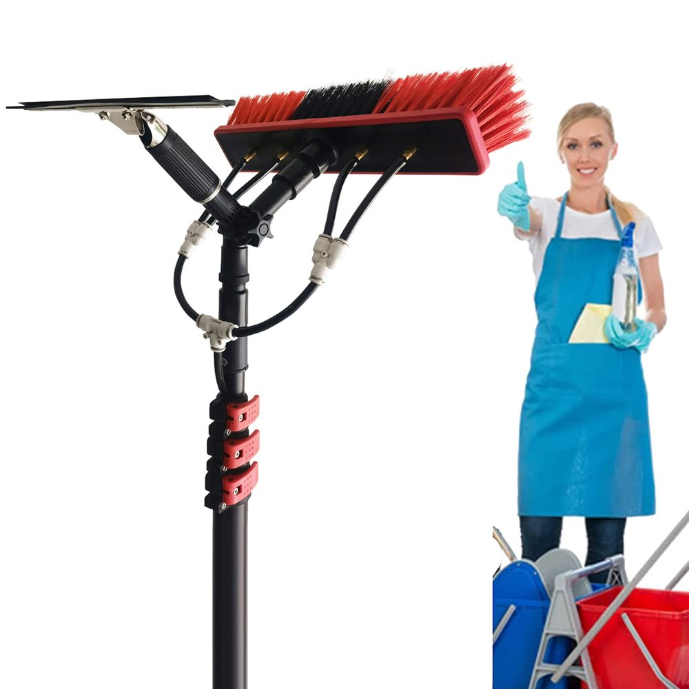 JYVDGGKKW 36ft Water Fed Telescopic Window Cleaning Pole with Extendable Brush for Solar Panel Cleaning and Outdoor Washing Lightweight and Durable Solution for High Reach Cleaning 10.8m Pol
