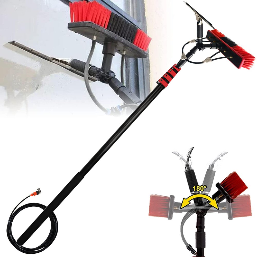 JYVDGGKKW Professional 20FT Water Fed Telescopic Window Cleaning Pole with 2 in 1 Brush Squeegee Attachment Extendable Cleaner for Conservatory Roof