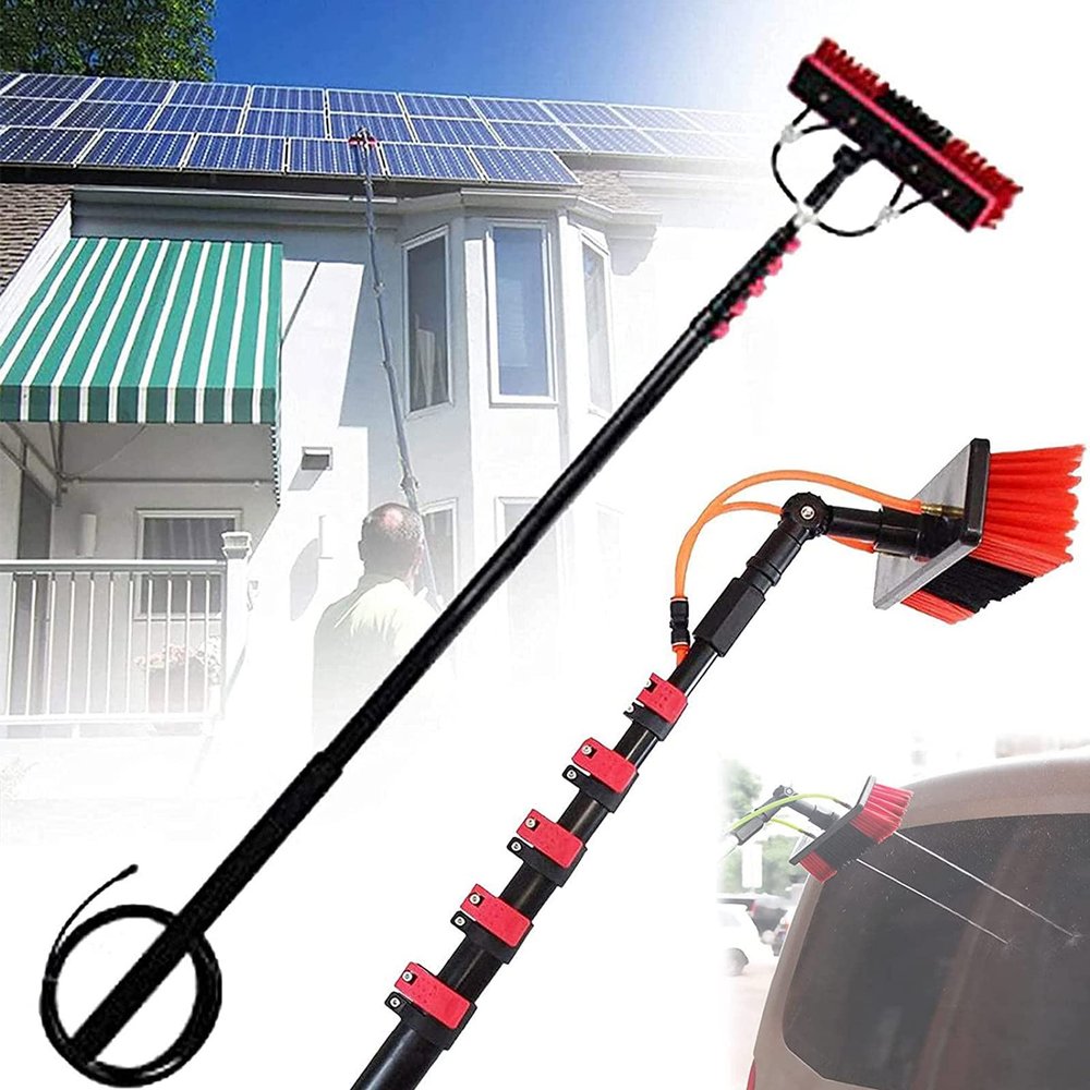 JYVDGGKKW Window Cleaning Equipment Water Fed Pole Kit Extendable Window Cleaner Solar Panel Cleaner Kit 18-36ft Window Cleaning Pole Multi Purpose Water Spray Brus