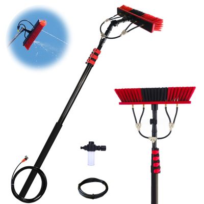 JYVDGGKKW Telescopic Cleaning Brush,Water-fed Brush W/Soap Dispenser,3.6-6M Window Cleaning Pole,Water Fed Telescopic Brush,Extendable Solar Panel Washing Equipmen (35cm Brush Head,3.6M)
