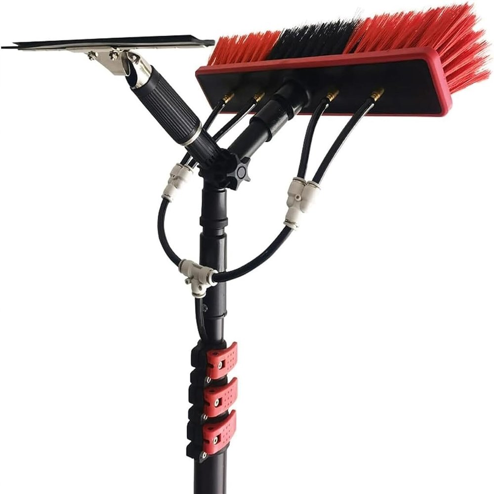 JYVDGGKKW Telescopic Water Fed Window Cleaning Pole with Extendable Handle 36ft/11m Reach Multifunctional Car and Window Cleaning Brush