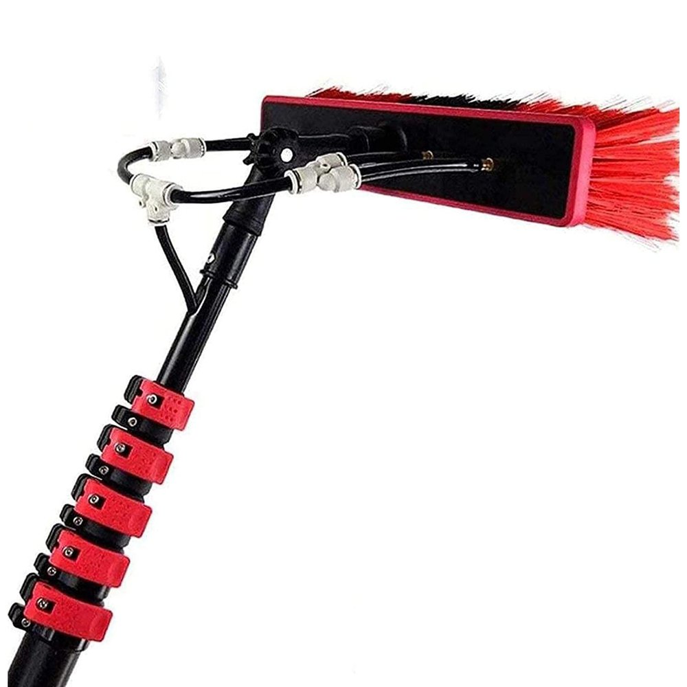 JYVDGGKKW Water Fed Telescopic Brush Window Cleaning Kit with Extension Pole Outdoor Window Cleaner,Solar Panel Cleaning System Extendable Telescopic Pole Water Fed Brush Spray Washer