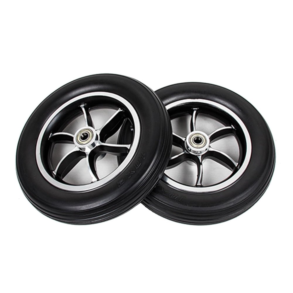 2pcs 10 Inch Electric Wheelchair Front Wheel Assembly, 102 Scooter Walker Rollator Replacement Wheels, Solid Polyurethane Tire