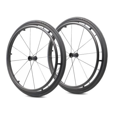 1 Pair 24 Inch Inflatable Rear Wheels for Sports Wheelchair, 241(25-540) Polyurethane Wheel, Aluminum Hub, 0.5in(1/2") Bearing