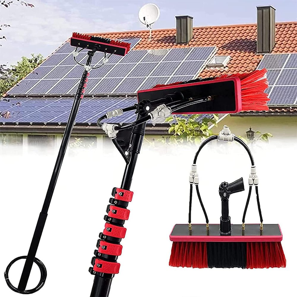 JYVDGGKKW Window Cleaning Pole, Water Fed Pole Kit with Hose Spray, 6-12m Water Fed Telescopic Brush,Solar Panel Cleaning Equipment for Cleaner Outdoor Window,55cmbrush-36FT/10.8M