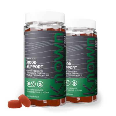 Known Mood Support Gummies  Orange Flavour  Vegan Gummy Supplement with Ashwagandha, Rhodiola & B Vitamin Complex  Energy, Cognitive Function & Wellbeing  2 Month Supply  for Men & Women
