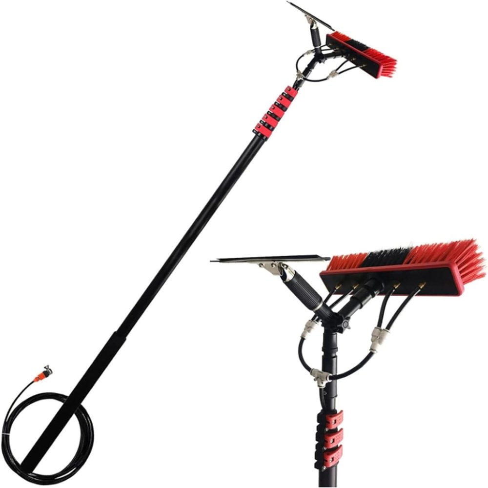JYVDGGKKW Water Fed Pole Kit, Water Fed Pole Kit, Professional Solar Panel Window Cleaner with Squeegee Telescopic Window Glass Cleaning Brush & Pole Kit Truck Caravan Spray Washer Washing E