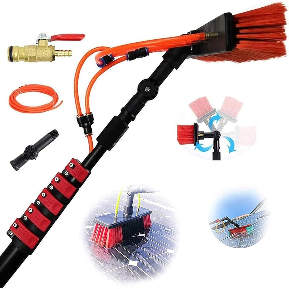 JYVDGGKKW Water Fed Pole Kit, 12-39 Foot Window Cleaning Water Fed Poles, Roof Telescopic Cleaning Kit, Water/Hose Fed Pole, Solar Panel Cleaning Equipment, Long Pole Window Cleaner with 180