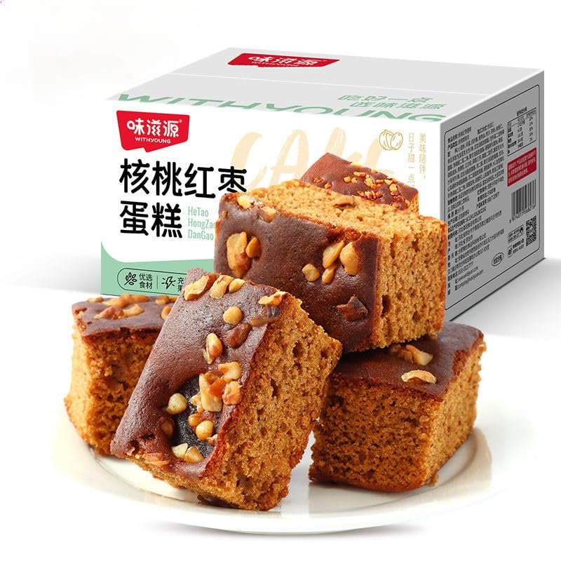 Walnut red date cake (400g/14.12OZ) Healthy and nutritious breakfast bread,Rye Loaves,snack meal replacement, casual snacks,pastries,desserts,delicious Chinese snack gifts (400g)