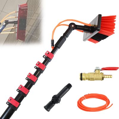 JYVDGGKKW Telescopic Water Fed Pole Brush, Window Cleaning Pole Brush, Solar Panel Cleaner Brush and Pole Kit, Car Window Glass Washing Equipment Tool Extension Pole Water Spray Washer,6M/20
