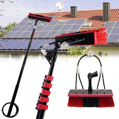 JYVDGGKKW Window Cleaning Pole, Water Fed Pole Kit with Hose Spray, 6-12m Water Fed Telescopic Brush,Solar Panel Cleaning Equipment for Cleaner Outdoor Window,55cmbrush-24FT/7.2M