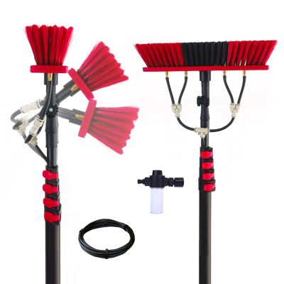 JYVDGGKKW 3.6-6M Window Cleaning Pole,Water Fed Telescopic Brush,Window Cleaner Kit,Extendable Solar Panel Washing Equipment Cleaning Conservatory Roof Extendable Cleaner (55cm Brush Head,6M