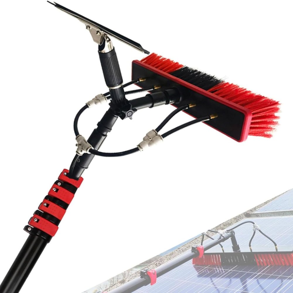 JYVDGGKKW Water Fed Pole Kit, Water Fed Pole Kit Professional, Solar Panel Window Cleaner with Squeegee & Telescopic Brush for Truck Caravan, Window Glass Cleaning Kit, Washer Spray Washing