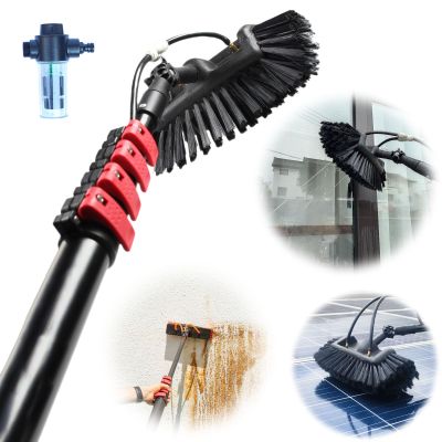 JYVDGGKKW 3.6-10.8 M Telescopic Water Fed Cleaning Brush, Window Cleaning Pole,Gutter Cleaning Brush Roofing,Solar Panels, Window, Trucks, Car Cleaning Brush (5.4M)