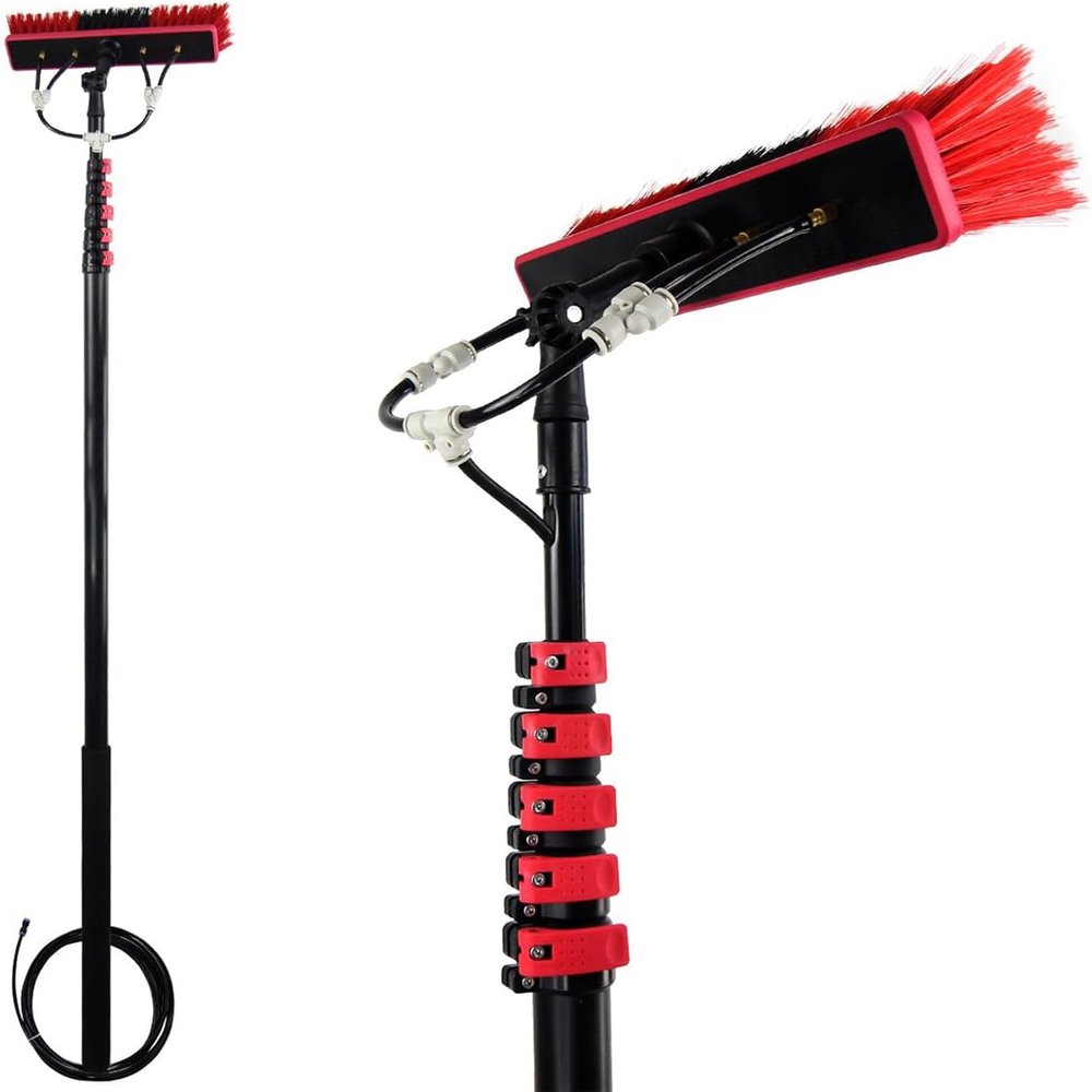 JYVDGGKKW Water Fed Pole Kit, Water Fed Telescopic Brush, Window Cleaning Pole Washing Kit for Cleaning Photovoltaic, Solar Panels and Other Cleaning Activities(20FT/6M)