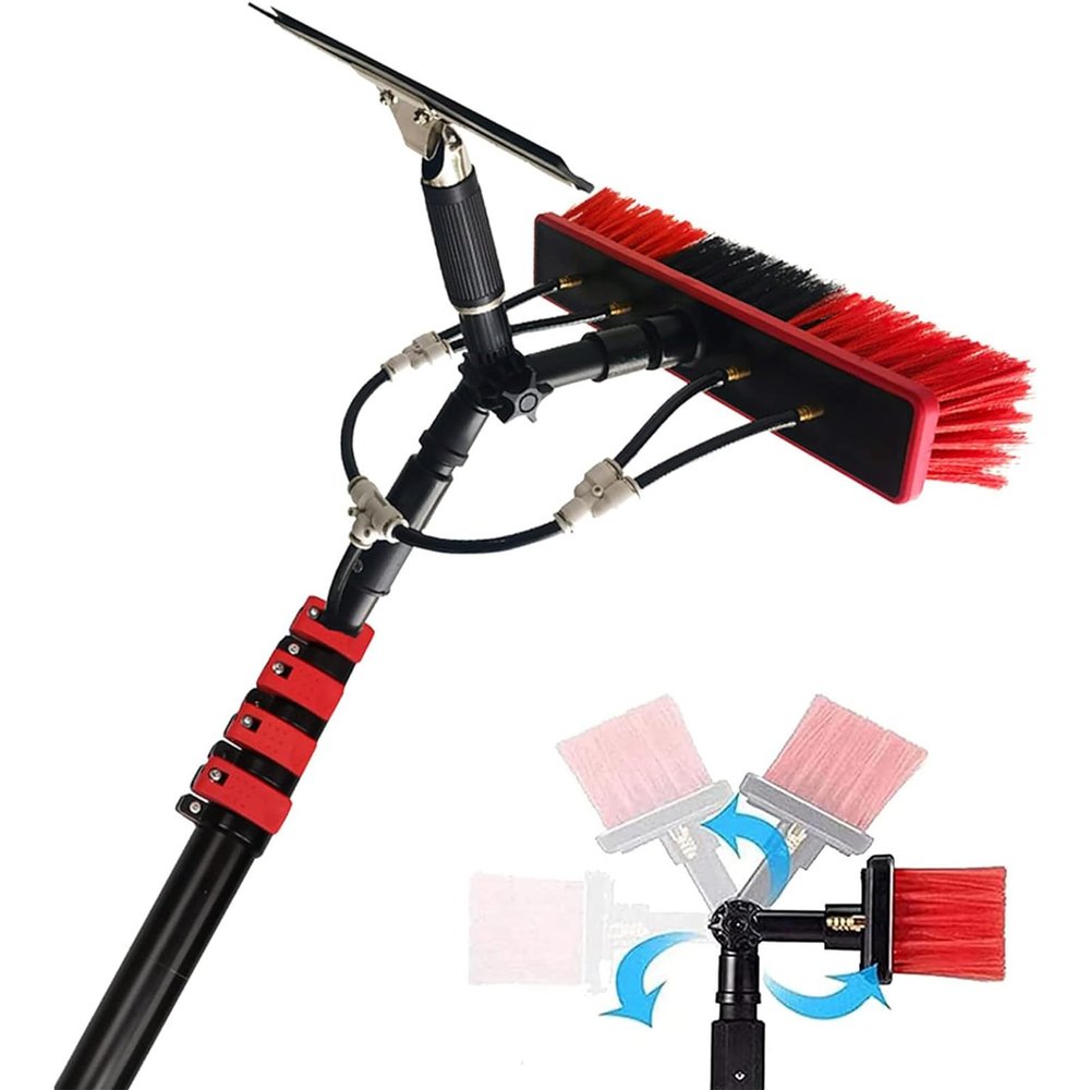 JYVDGGKKW Cleaning Kit Telescopic BrushWater Fed Pole Brush Kit, Solar Panel Window Cleaner Cleaning Brush & Pole Kit Extendable Outdoor Window Cleaner W/Hose Squeegee,for Conservatory Roof,
