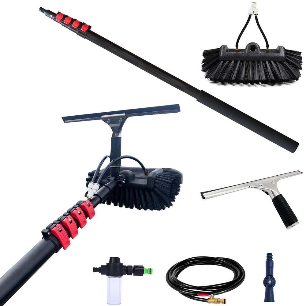 JYVDGGKKW 3.6-10.8M Window cleaning pole Hose Fed Water fed Telescopic Extendable Solar Panel Conservatory Brush Equipment Kit Window Roof Cleaning (9M)