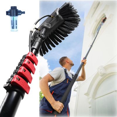 JYVDGGKKW 3.6-10.8 M Telescopic Cleaning Brush, Window Cleaning Pole, Water Powered, Soap Dispenser, Cleaning Solar Panels, Window Cleaning Kit, Washing Trucks, Cars (7.2M)