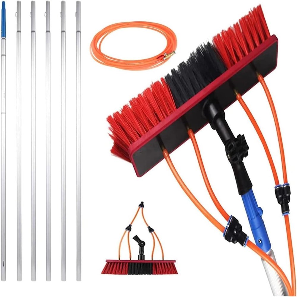 JYVDGGKKW Water Fed Pole Kit, Water Fed Pole Kit, Window Cleaning Pole, Window Washing Kit Extension Pole, Solar Panel Cleaning Brush For Glass, Solar Panels, Trucks(4m)