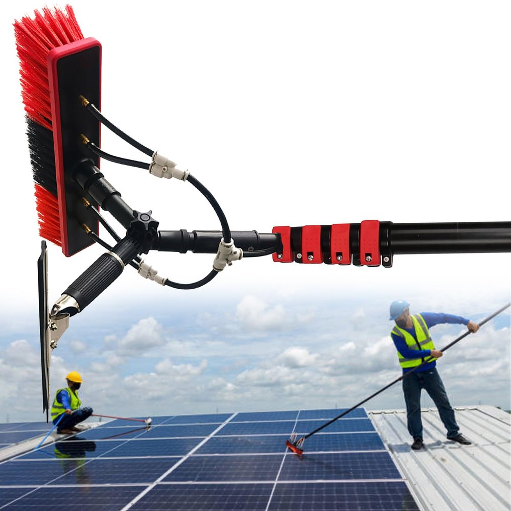 JYVDGGKKW Cleaning Kit Telescopic BrushWater Fed Pole Kit, 12-36 FT Adjustable Window Cleaning Pole - 180 Rotatable Brush Head Telescopic Cleaning Brush,Solar Panel Spray Washing Equipment,