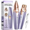 VG VOGCREST Eyebrow Facial Trimmer: 2 in1 Rechargeable Facial Hair Removal and Eyebrow Shaver - Face Lips Body Painless Facial Razor with Built-in LED Light (Purple) view 1