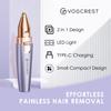 VG VOGCREST Eyebrow Facial Trimmer: 2 in1 Rechargeable Facial Hair Removal and Eyebrow Shaver - Face Lips Body Painless Facial Razor with Built-in LED Light (Purple) view 2