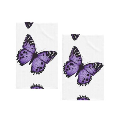 (Cute Purple Butterfly) Kitchen Towels,Absorbent Dish Towels for Kitchen,Soft Dish Cloth for Home,Multi-Purpose Dishcloths for Household Cleaning and Drying,16 X 26
