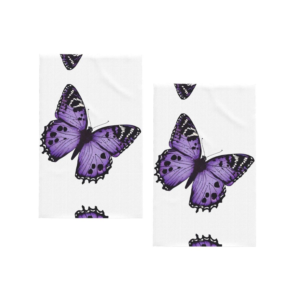 (Cute Purple Butterfly) Kitchen Towels,Absorbent Dish Towels for Kitchen,Soft Dish Cloth for Home,Multi-Purpose Dishcloths for Household Cleaning and Drying,16 X 26